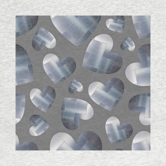 An abundance of silver hearts on grey by YamyMorrell